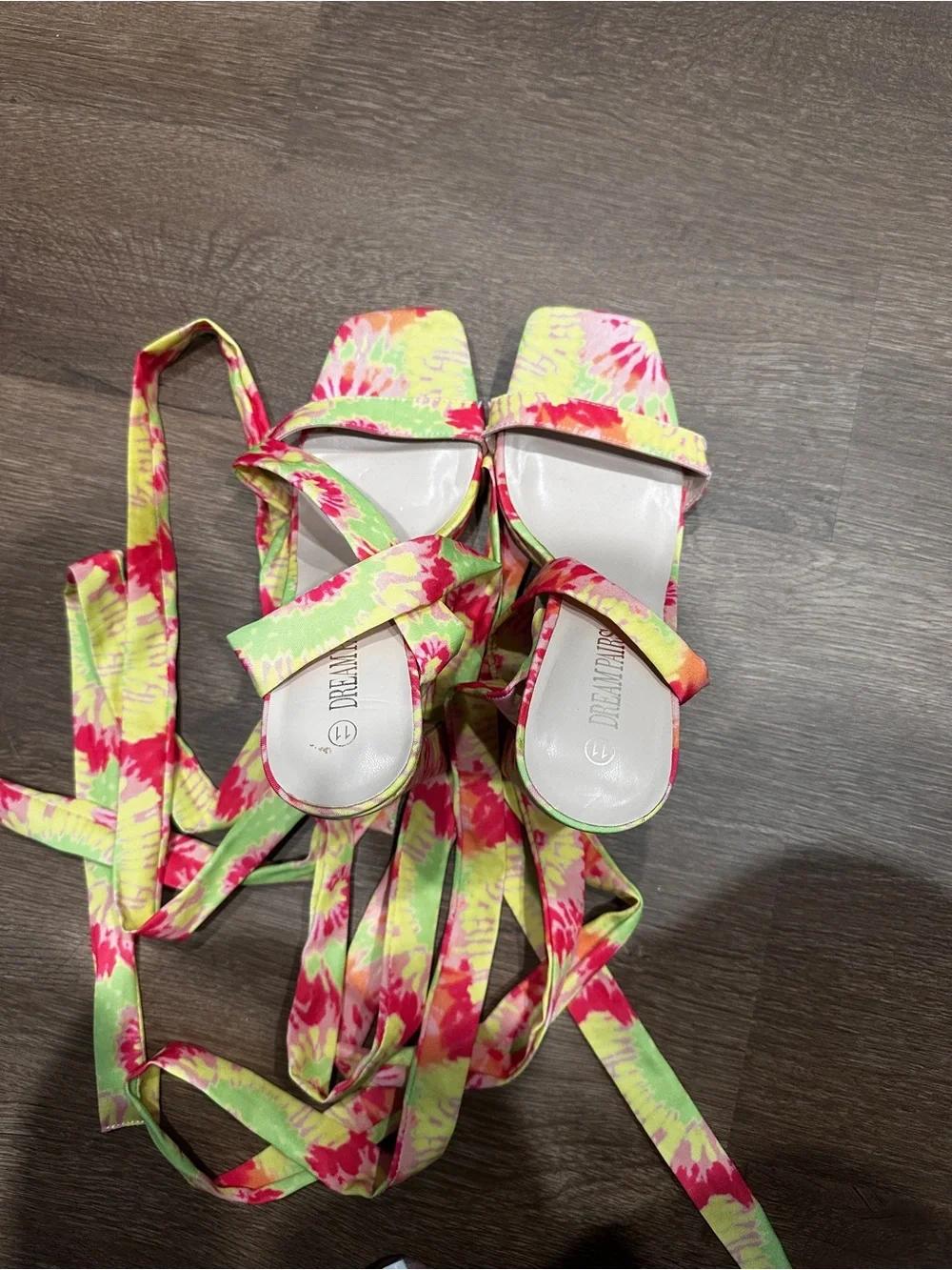 Tie-Dye Wrap Sandals in Neon Pink & Lime